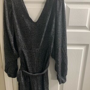 City Chic Black Glitter Long Sleeve Dress
